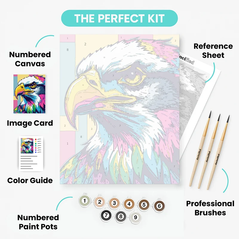 Vibrant Eagle Portrait - Paint by Numbers Kit