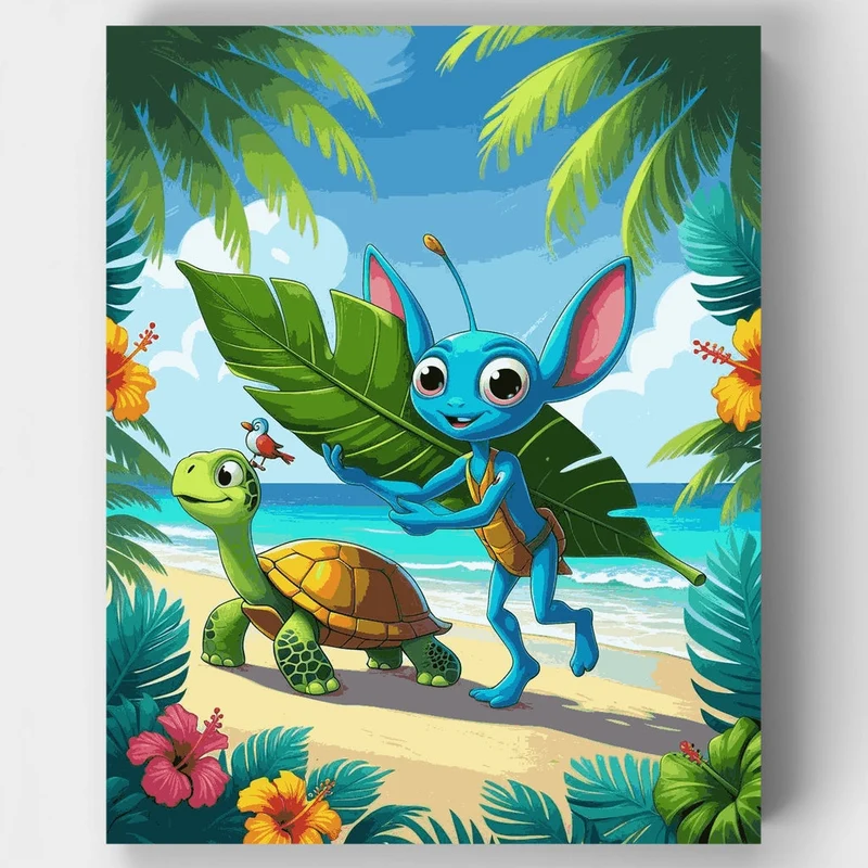 Tropical Beach Friends Adventure - Paint by Numbers Kit
