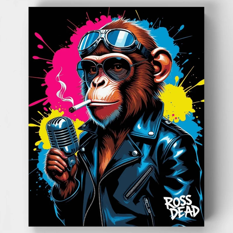 Rock Star Monkey with Microphone - Paint by Numbers Kit