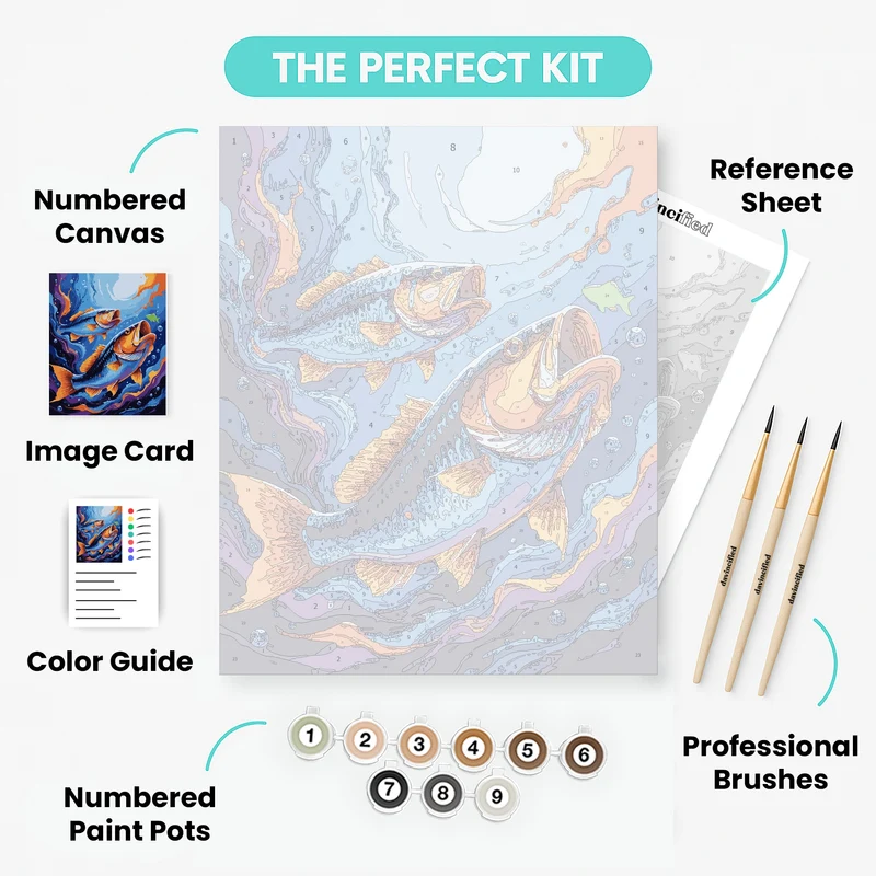 Vibrant Bass Fish in Dynamic Waters - Paint by Numbers Kit