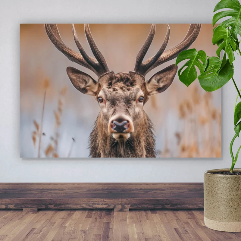Leinwandbild Majestätischer Hirsch in der Natur Querformat