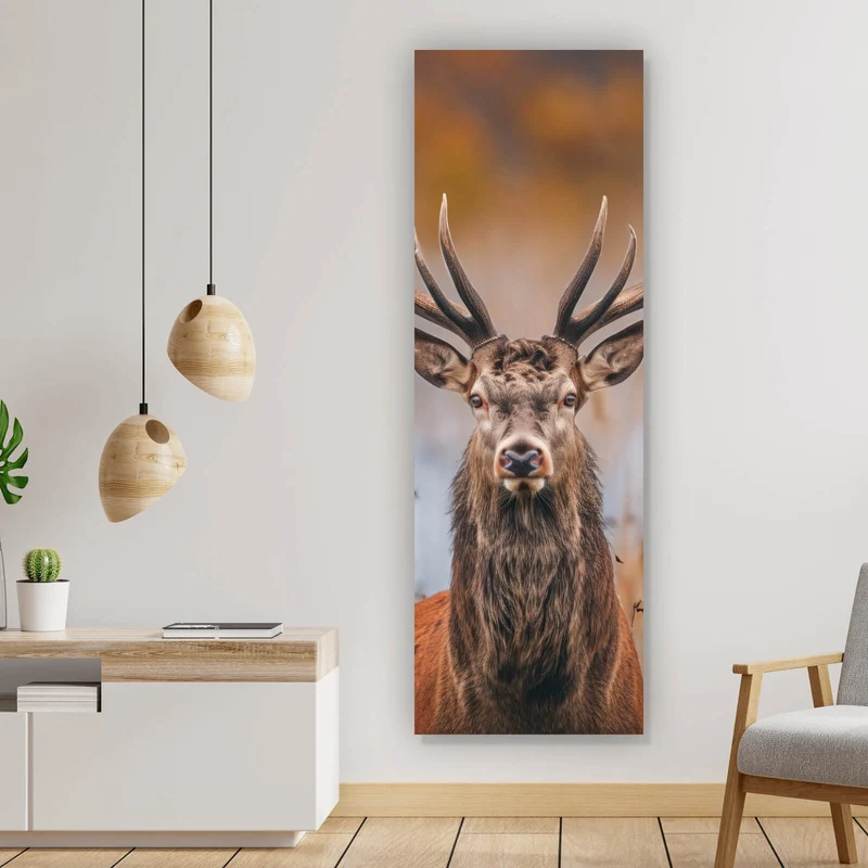 Aluminiumbild Majestätischer Hirsch in der Natur Panorama Hoch