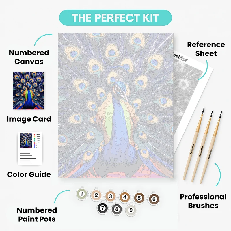 Majestic Peacock Display - Paint by Numbers Kit