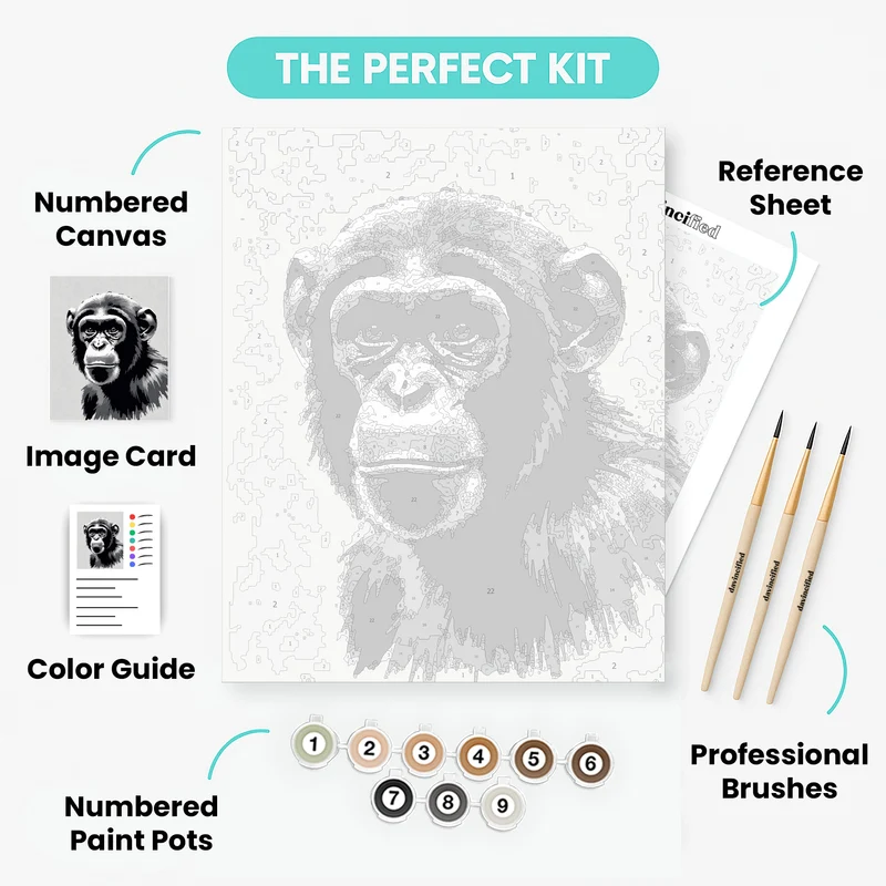 Majestic Chimpanzee Portrait - Paint by Numbers Kit