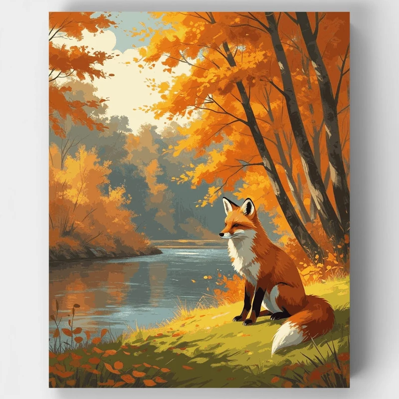 Autumn Fox by the River - Paint by Numbers Kit