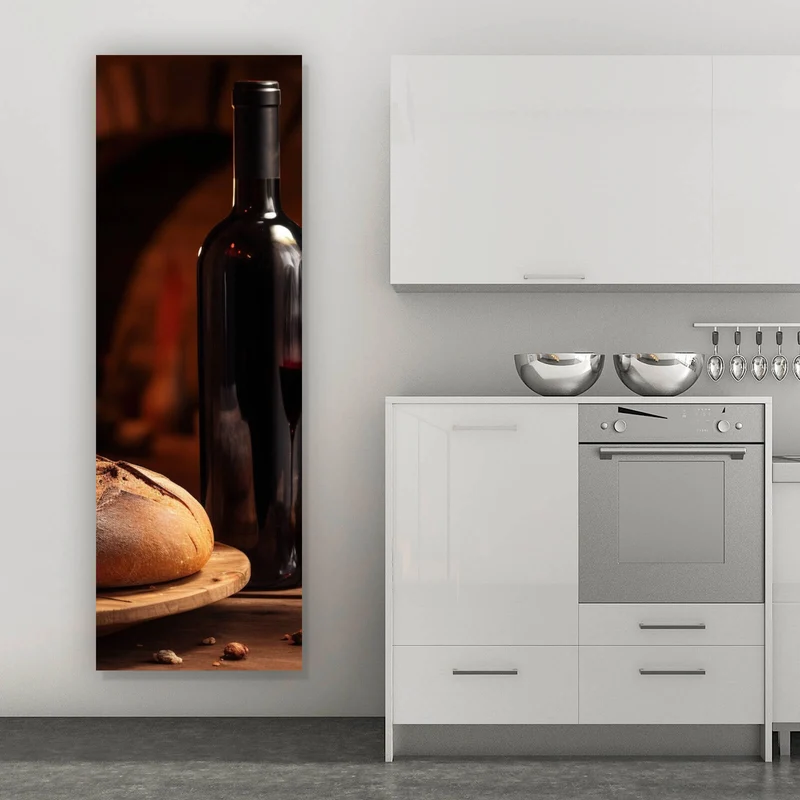 Acrylglasbild Brot Wein bei Kerzenlicht Ambiente Panorama Hoch