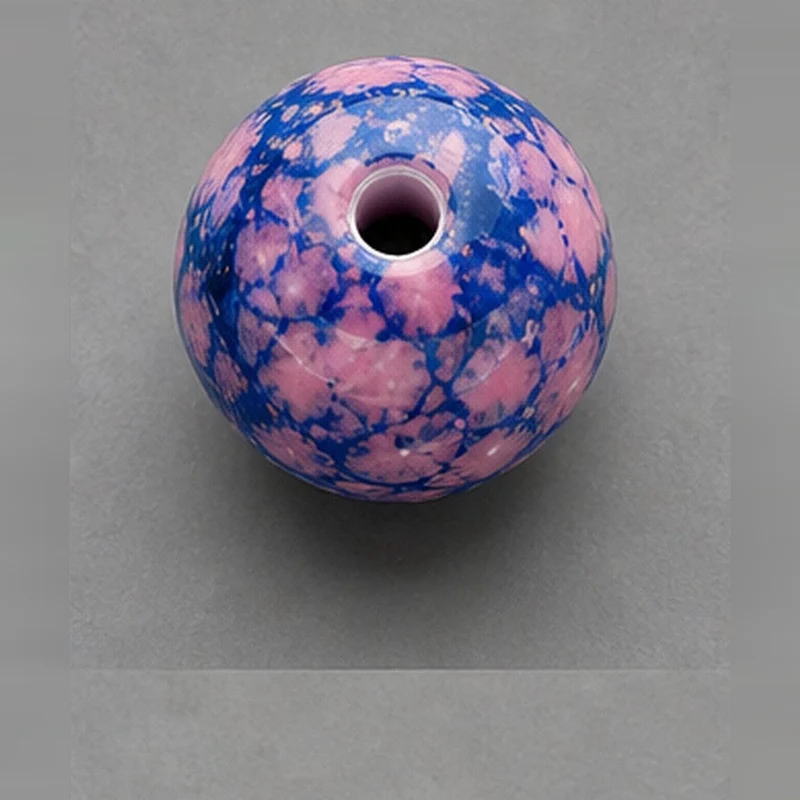 Round Glass Beads with Marble Effect, 8 mm, Set of 15