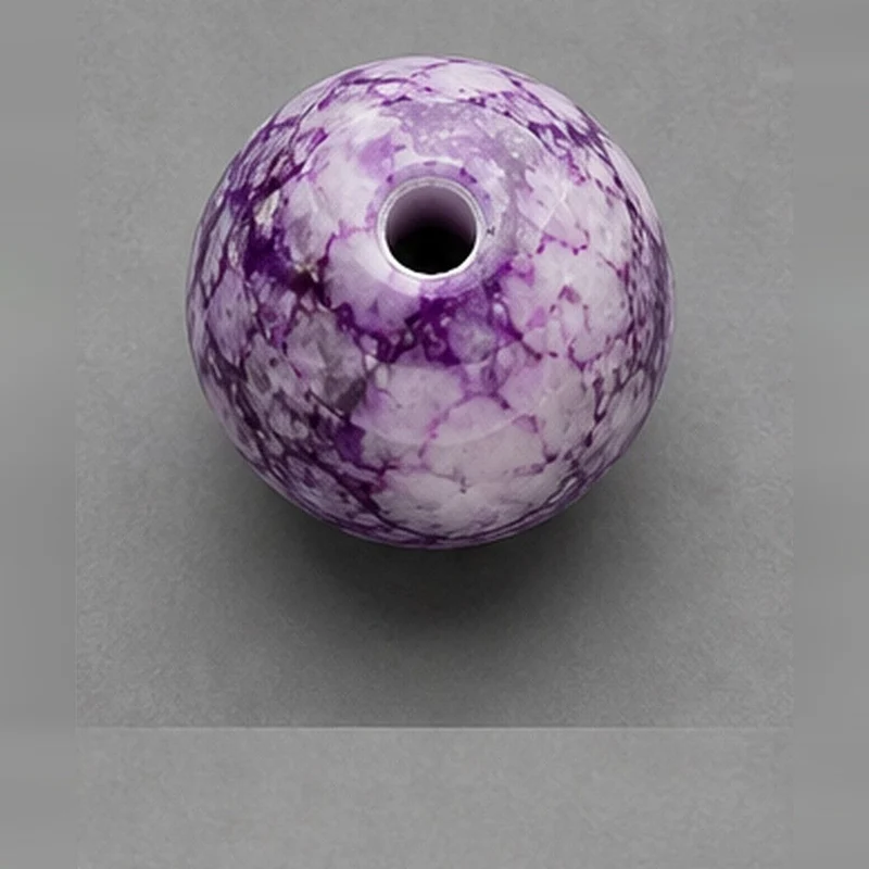 Round Glass Beads with Marble Effect, 8 mm, Set of 15
