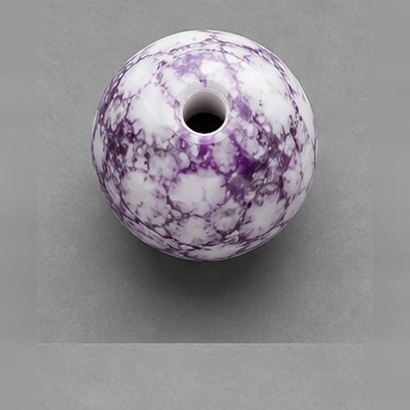 Round Glass Beads with Marble Effect, 8 mm, Set of 15
