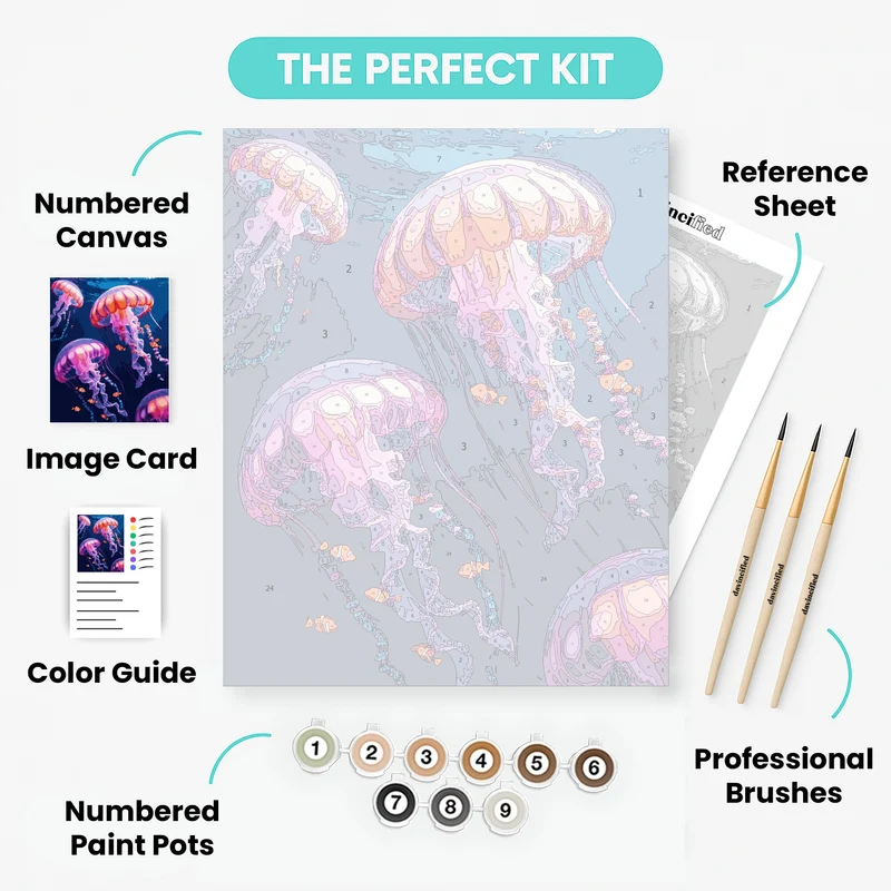Luminous Jellyfish Symphony - Paint by Numbers Kit