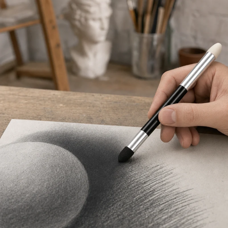 Double-Ended Drawing Blender with Sponge and Felt