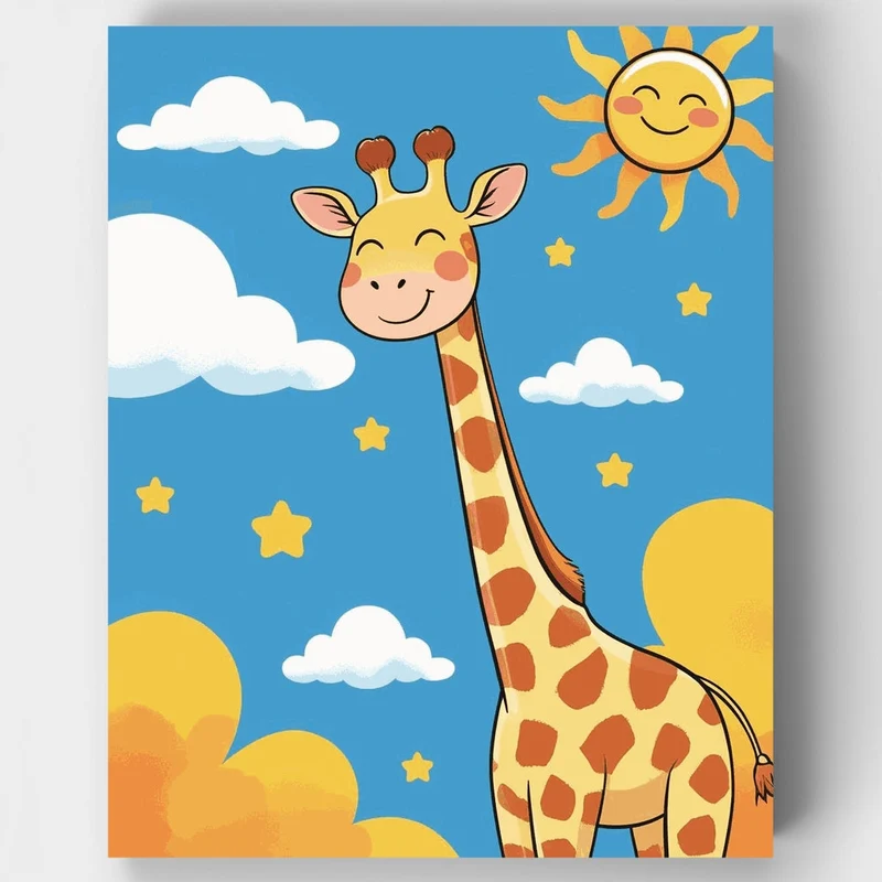 Cheerful Giraffe in the Sky - Paint by Numbers Kit