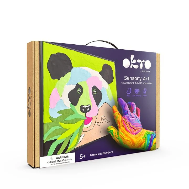 OKTO Air-Dry Clay Painting, 30 x 30 cm, Panda