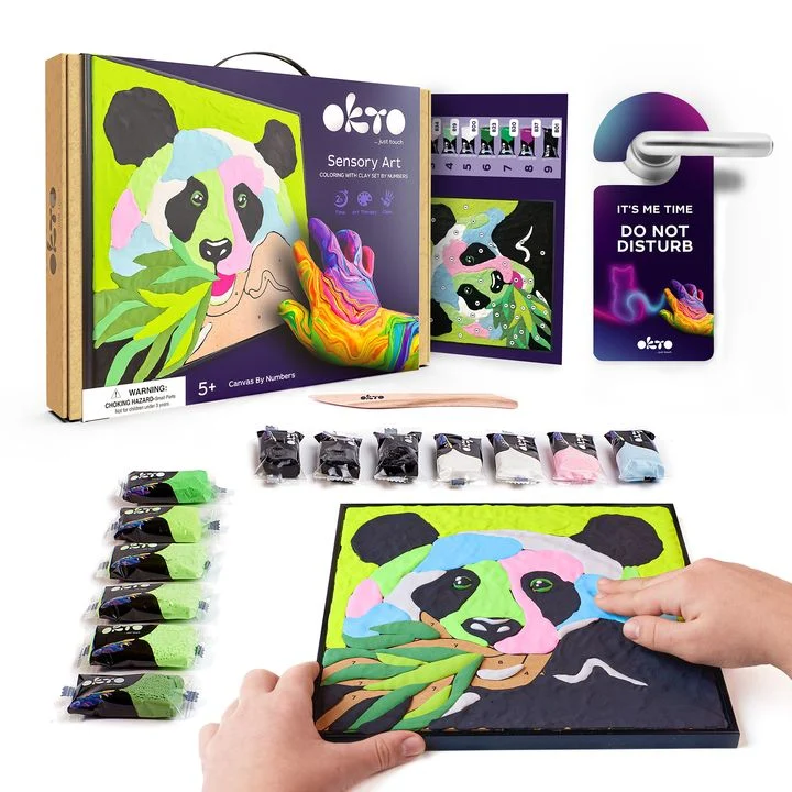 OKTO Air-Dry Clay Painting, 30 x 30 cm, Panda