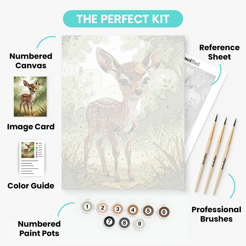 Adorable Baby Deer in Meadow - Paint by Numbers Kit