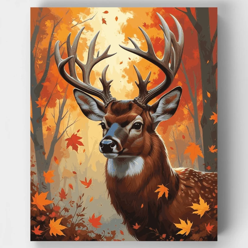 Majestic Buck in Autumn Woodland - Paint by Numbers Kit