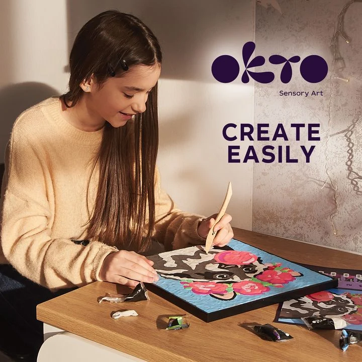 OKTO Painting with Air-Dry Clay, 30 x 30 cm, Raccoon