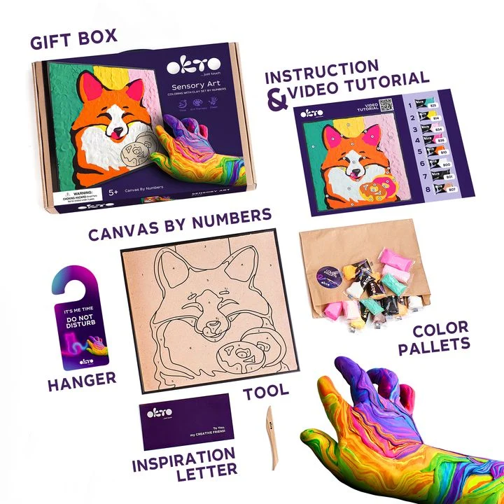 OKTO Air-Dry Clay Painting, 30 x 30 cm, Fox
