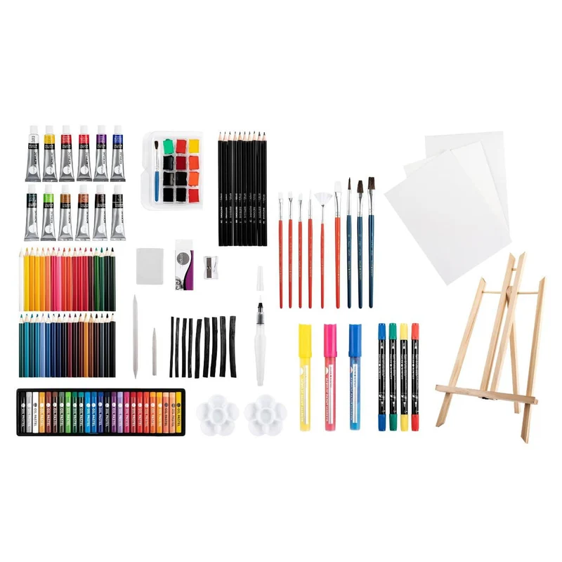 Daler-Rowney Art Set with Canvas and Easel, 215 Pieces