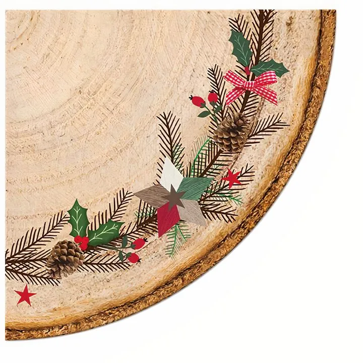 Round Decoupage Napkins, Christmas Wreath, 1 pc
