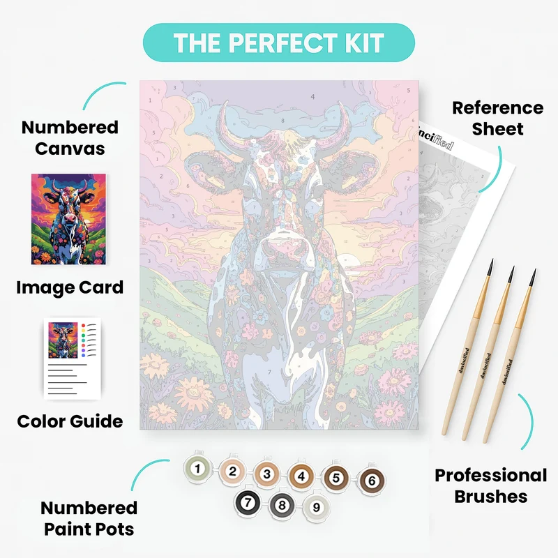 Vibrant Floral Cow - Paint by Numbers Kit