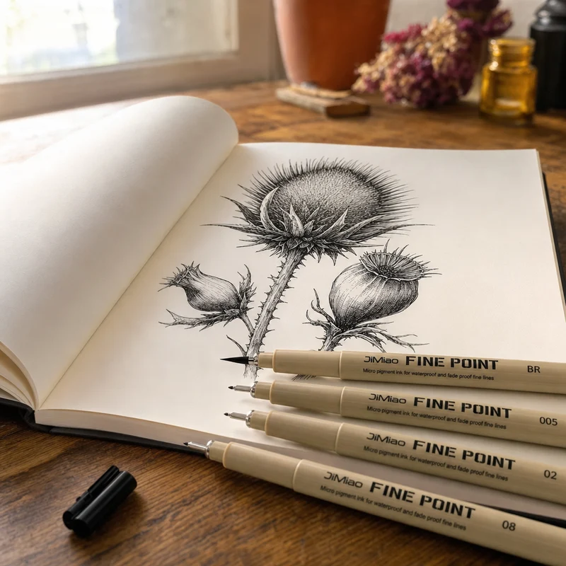 Black Technical Pen Fineliner, Tip 0.20–3 mm