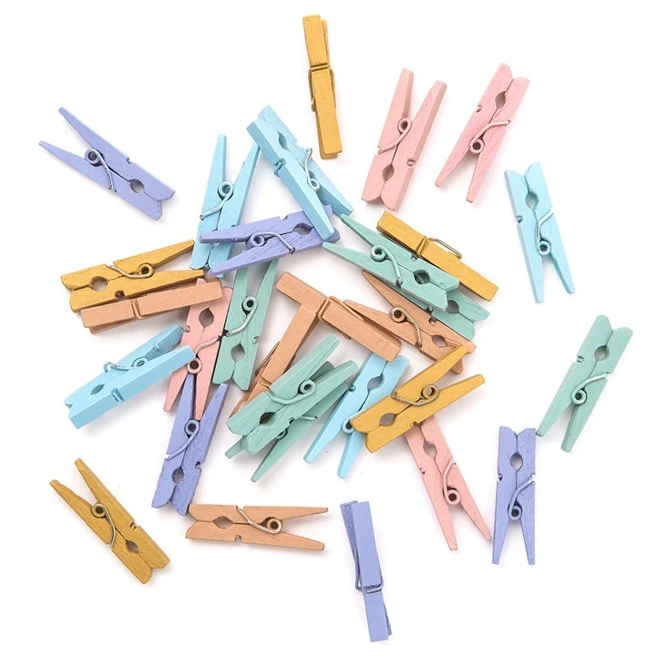Set of Mini Wooden Clothespins