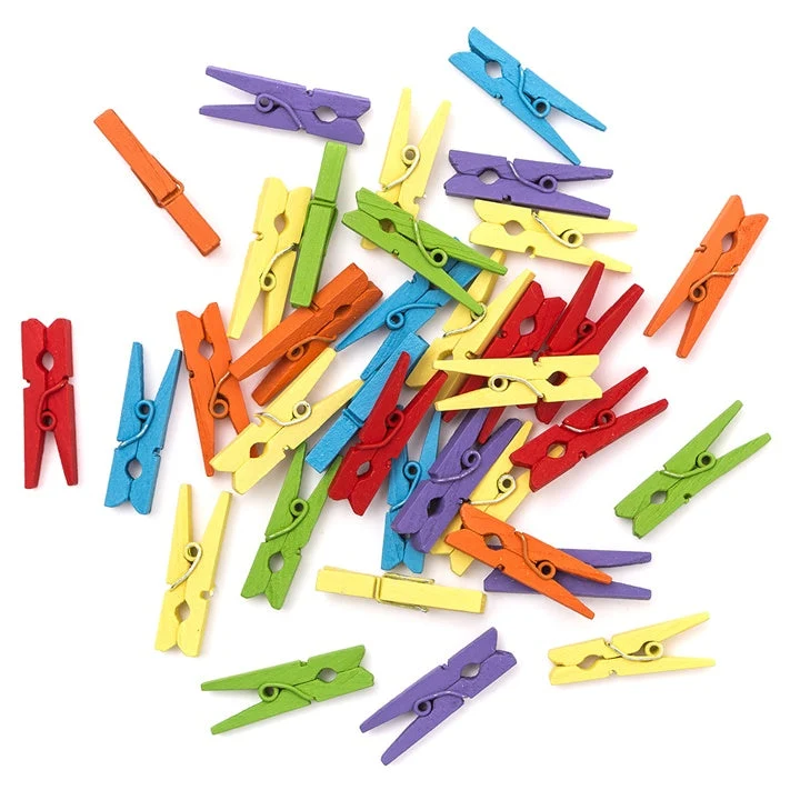 Set of Mini Wooden Clothespins