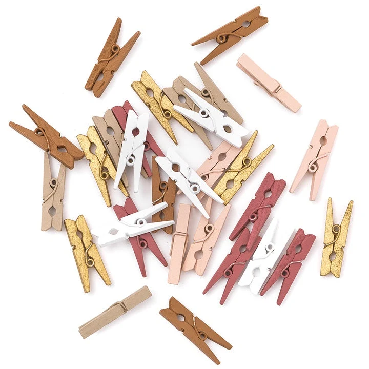 Set of Mini Wooden Clothespins