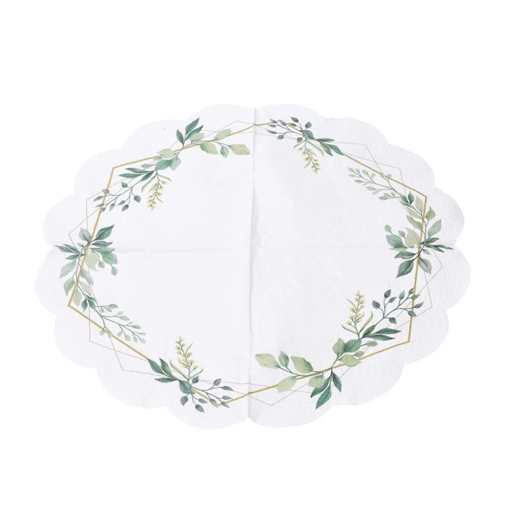 Round Decoupage Napkin Leaves Frame, 1 pc