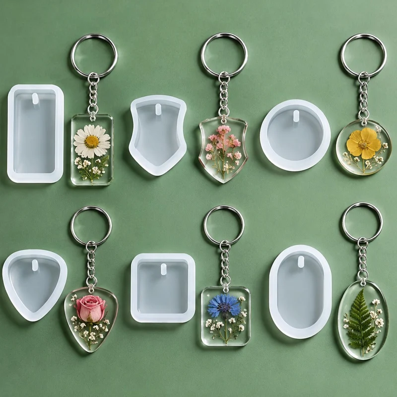 Silicone Mold for Epoxy Resin Pendants with Keychain Rings