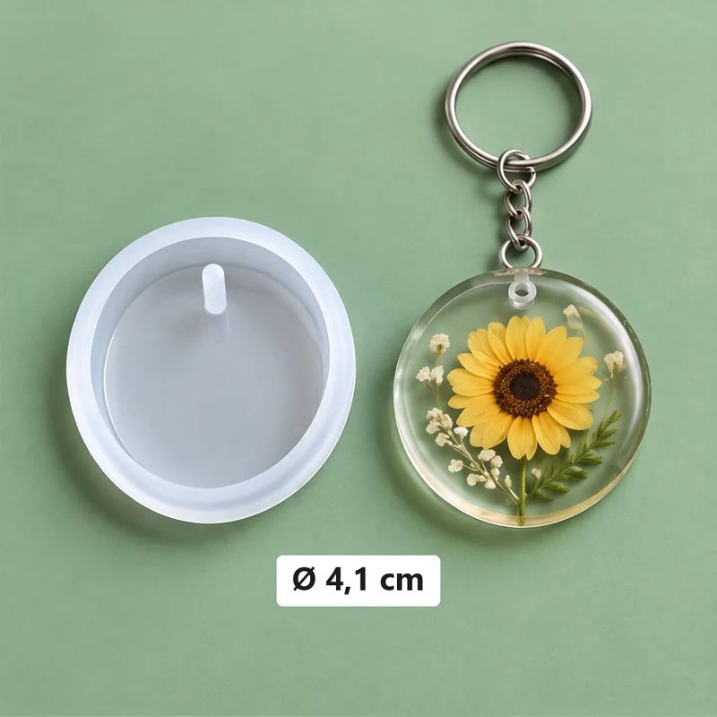 Silicone Mold for Epoxy Resin Pendants with Keychain Rings