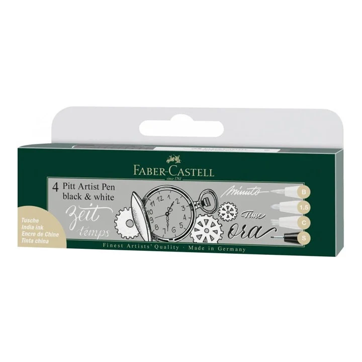 Pitt Black & White Art Pens, Set of 4