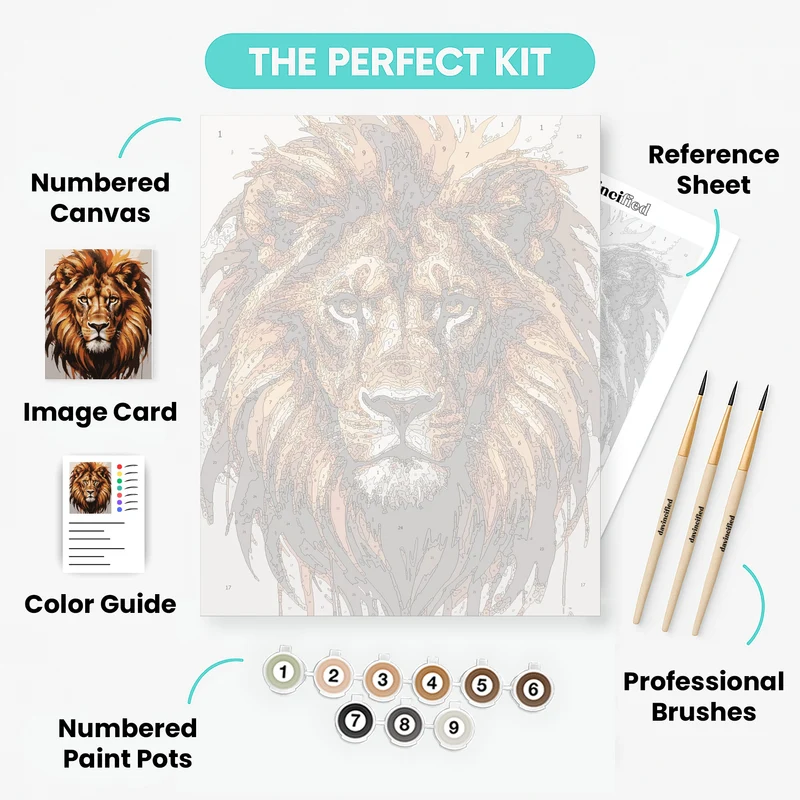 Fiery Maned Lion Majesty - Paint by Numbers Kit