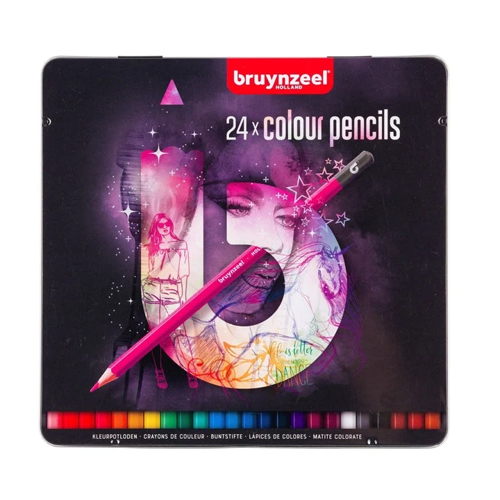 bruynzeel Set of Colored Pencils in a Tin Box, Pink