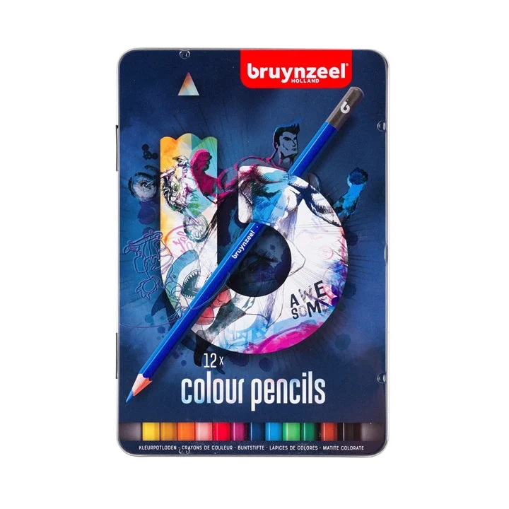 bruynzeel Colored Pencil Set in Tin Box - Blue