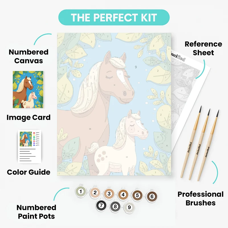 Mother and Baby Horse - Paint by Numbers Kit