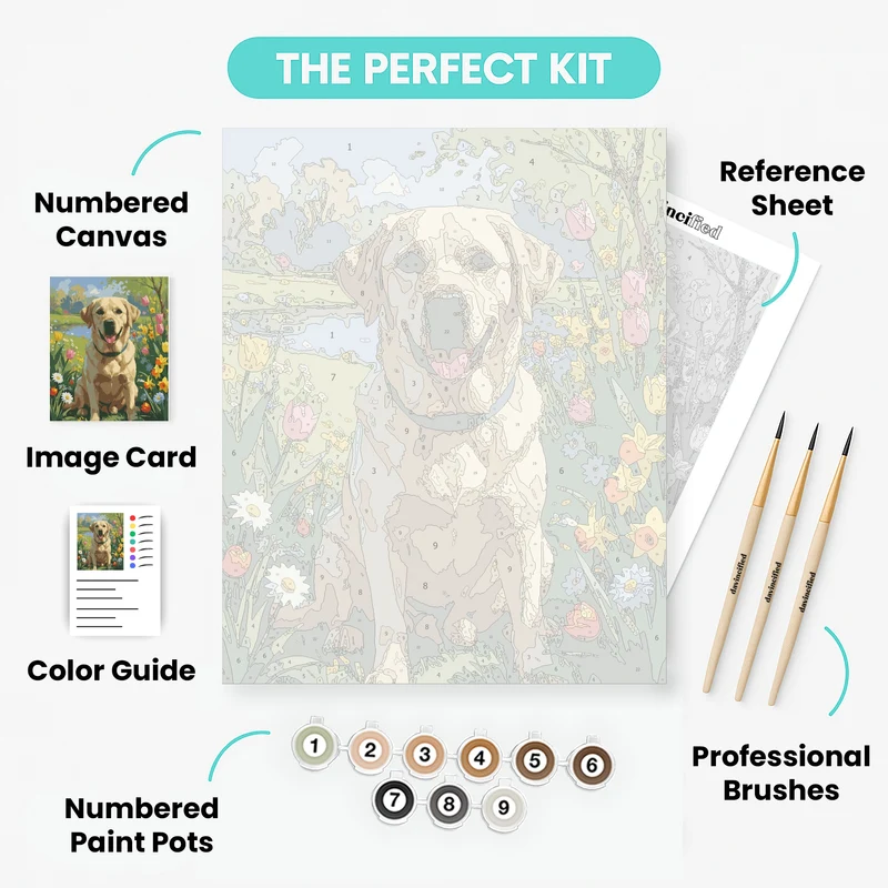 Labrador in Spring Garden - Paint by Numbers Kit