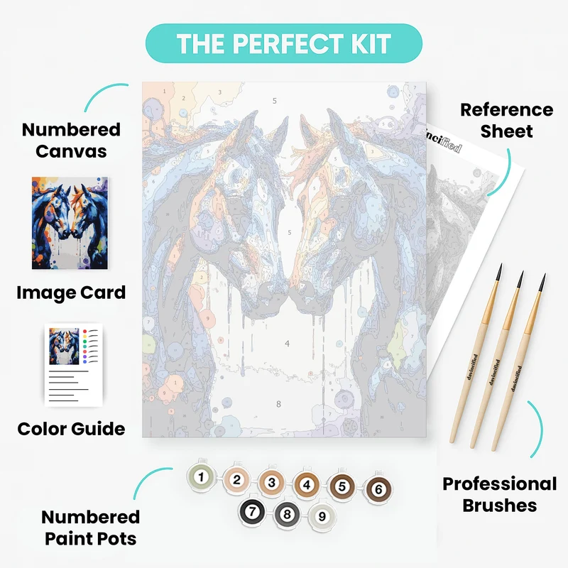Two Horses Touching Noses - Paint by Numbers Kit