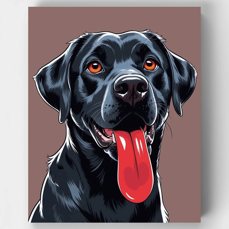 Black Labrador with Bright Orange Eyes - Paint by Numbers Kit