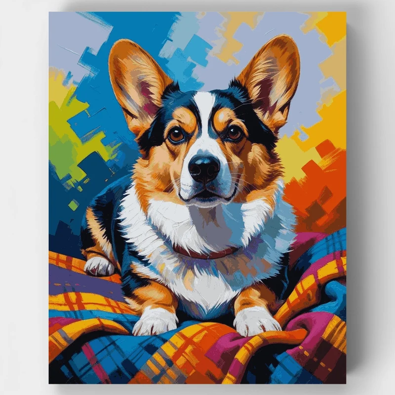 Colorful Corgi Portrait - Paint by Numbers Kit