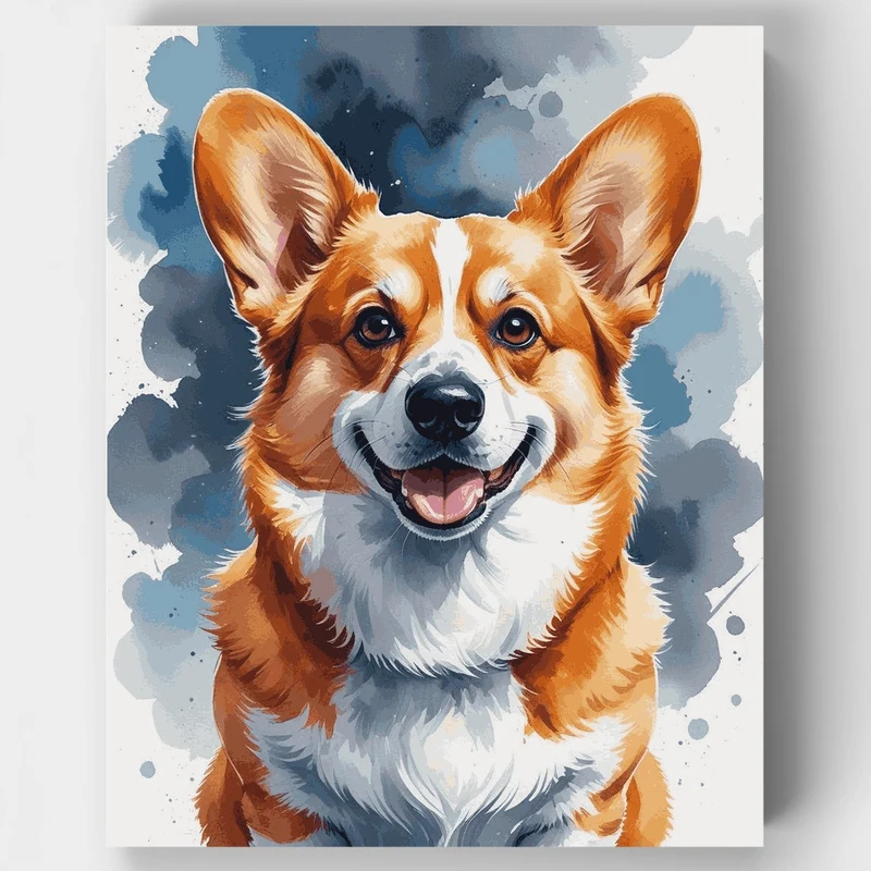 Watercolor Corgi Portrait - Paint by Numbers Kit