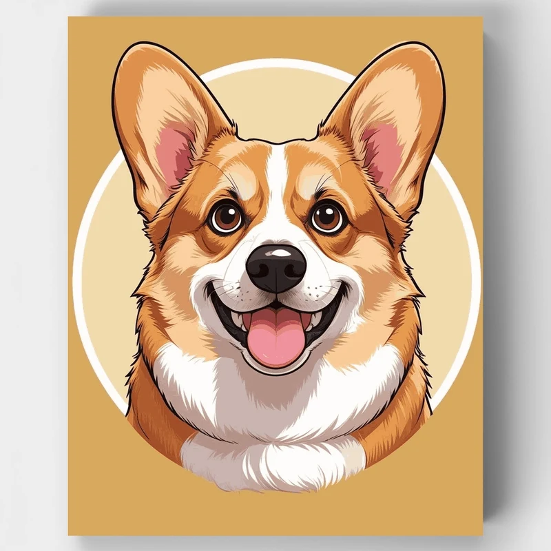 Happy Corgi Portrait - Paint by Numbers Kit