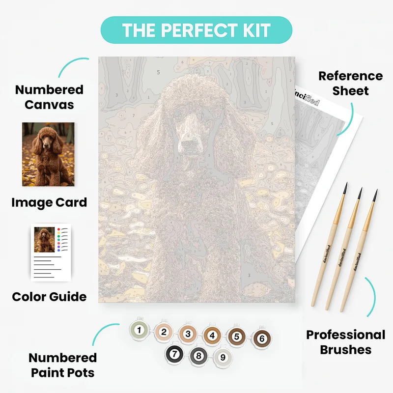 Elegant Poodle in Autumn Leaves - Paint by Numbers Kit