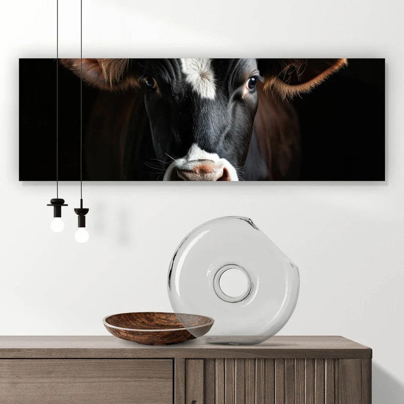 Acrylglasbild Eindrucksvolle Nahaufnahme einer Kuh Panorama
