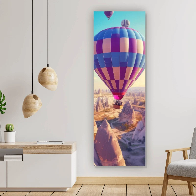 Aluminiumbild gebürstet Eindrucksvolle Ballonfahrt über Landschaft Panorama Hoch