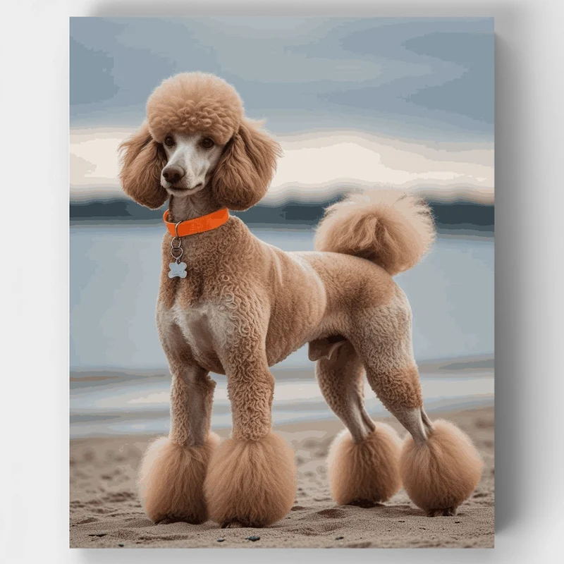 Elegant Poodle on the Beach - Paint by Numbers Kit