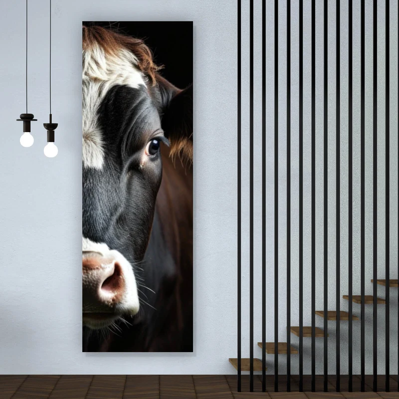 Poster Eindrucksvolle Nahaufnahme einer Kuh Panorama Hoch