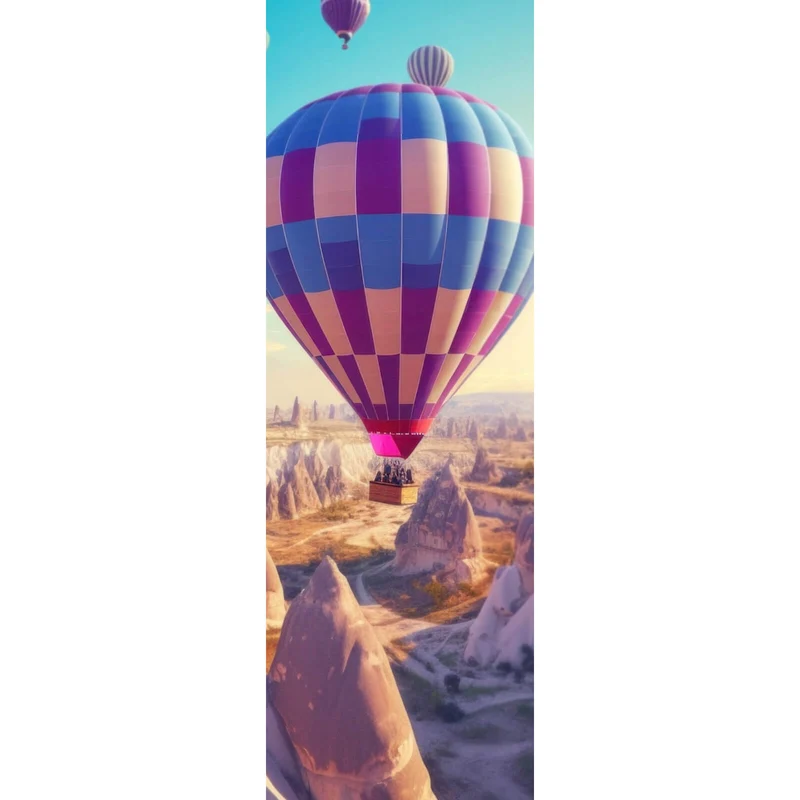 Poster Eindrucksvolle Ballonfahrt über Landschaft Panorama Hoch