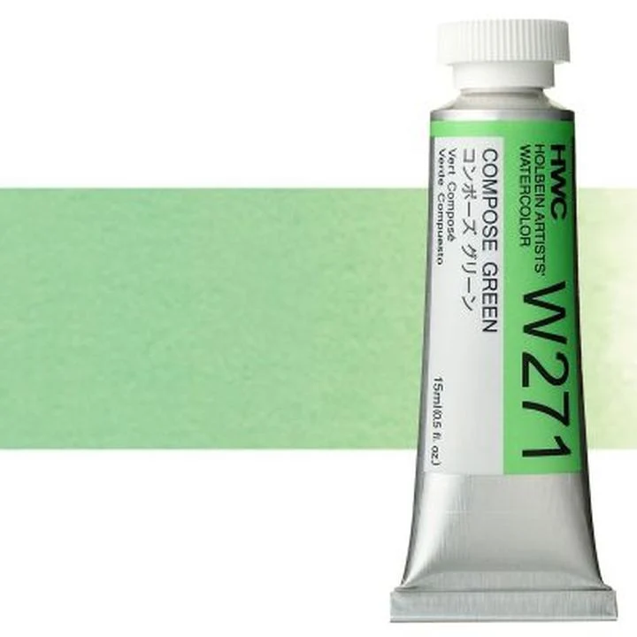 Holbein Artists Professional Watercolors, 15 ml | Green Shades